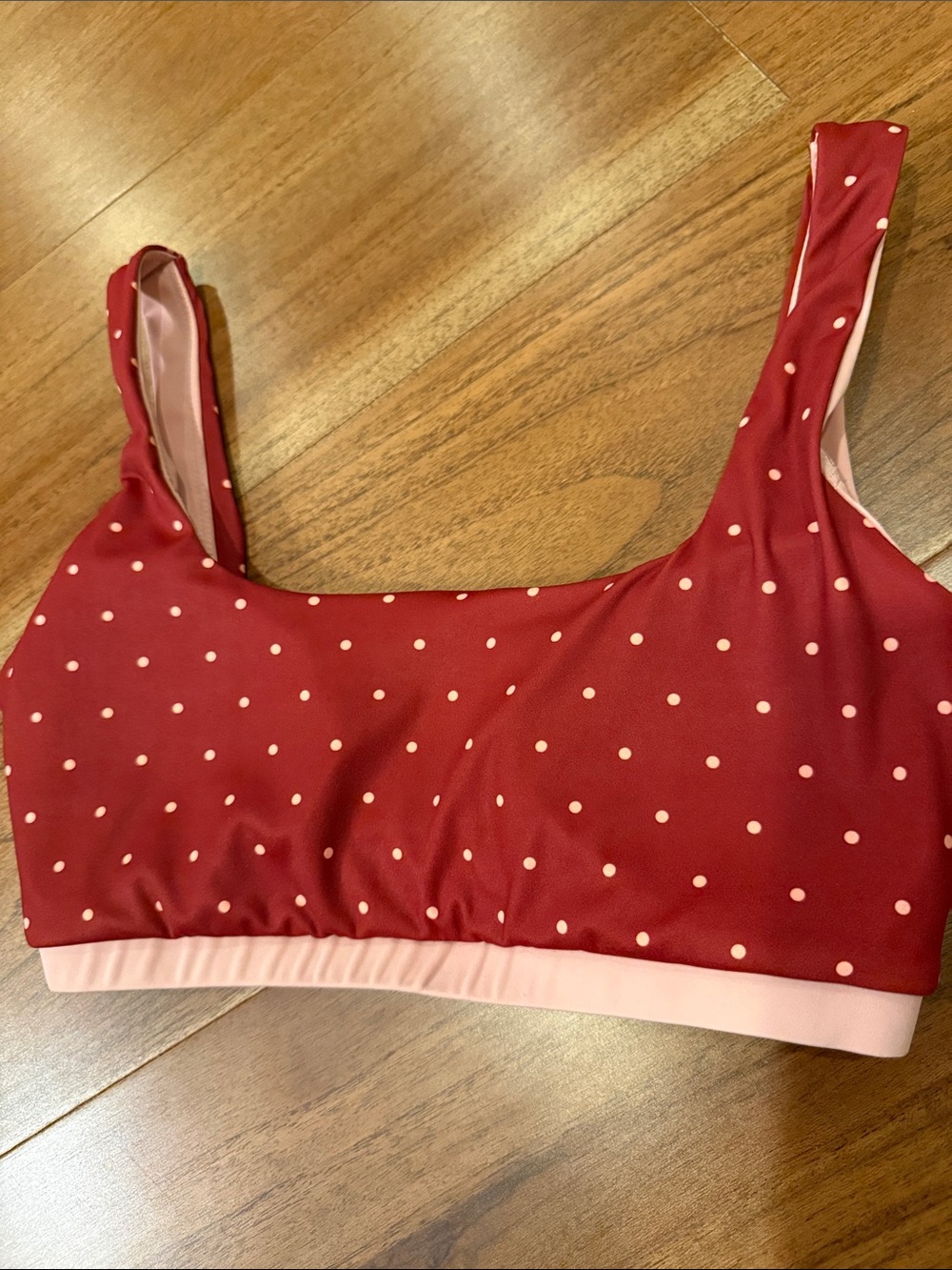 Polka Dot Scoop Bralette - Red and Pink